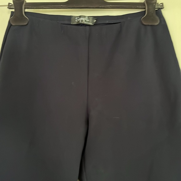 EUC Sympli navy straight leg pull on ankle length pant with small side hem vent - Picture 2 of 9
